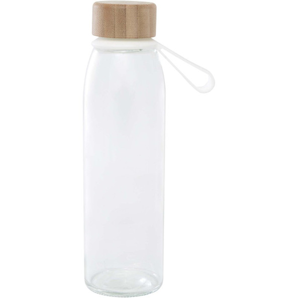 Porto 500 ml glass water bottle with silicone handle and bamboo lid  - EgotierPro 100853