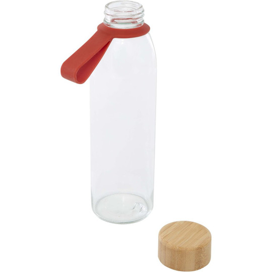 Porto 500 ml glass water bottle with silicone handle and bamboo lid  - EgotierPro 100853