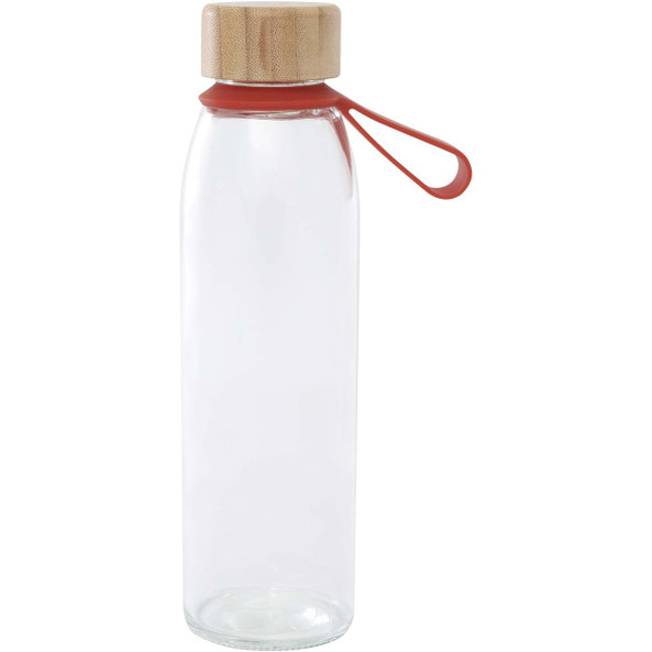 Porto 500 ml glass water bottle with silicone handle and bamboo lid  - EgotierPro 100853