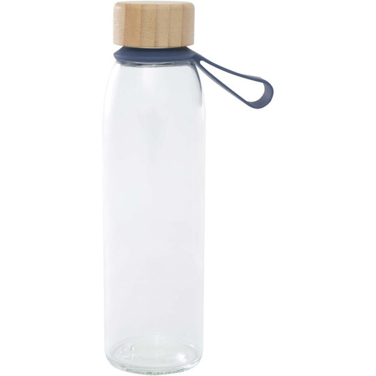 Porto 500 ml glazen waterfles met siliconen handgreep en bamboe deksel  - EgotierPro 100853