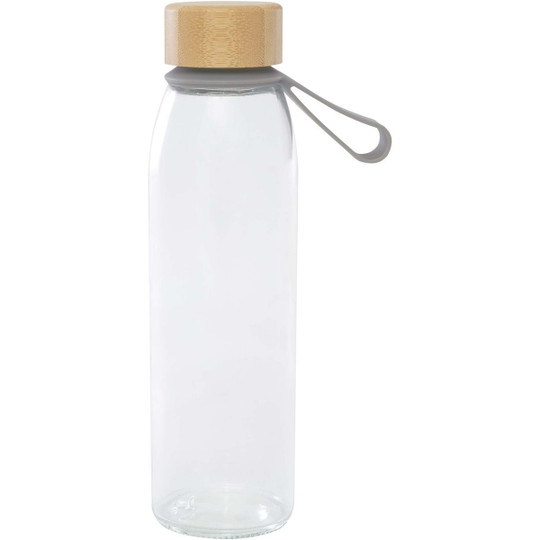 Skleněná láhev na vodu Porto s objemem 500 ml, silikonovou rukojetí a bambusovým víčkem  - EgotierPro 100853