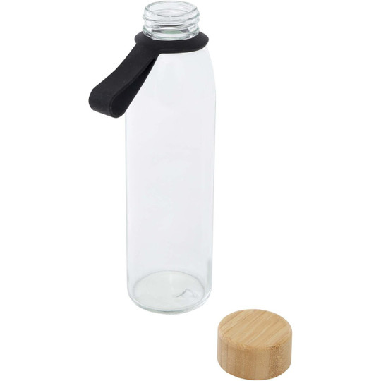 Bouteille d'eau en verre Porto de 500 ml avec poignée en silicone et couvercle en bambou  - EgotierPro 100853