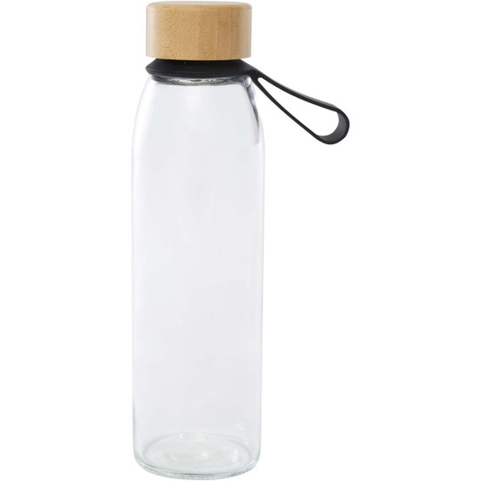 Porto 500 ml glass water bottle with silicone handle and bamboo lid  - EgotierPro 100853