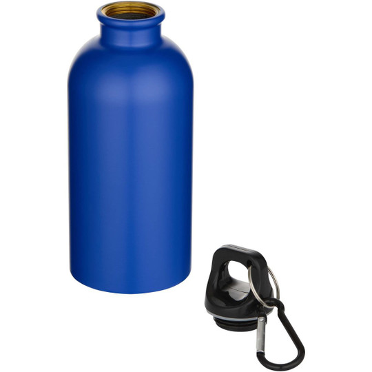 Bouteille d’eau Oregon de 400 ml à simple paroi avec finition MATE, en acier inoxydable recyclé certifié RCS avec mousqueton - EgotierPro 100871