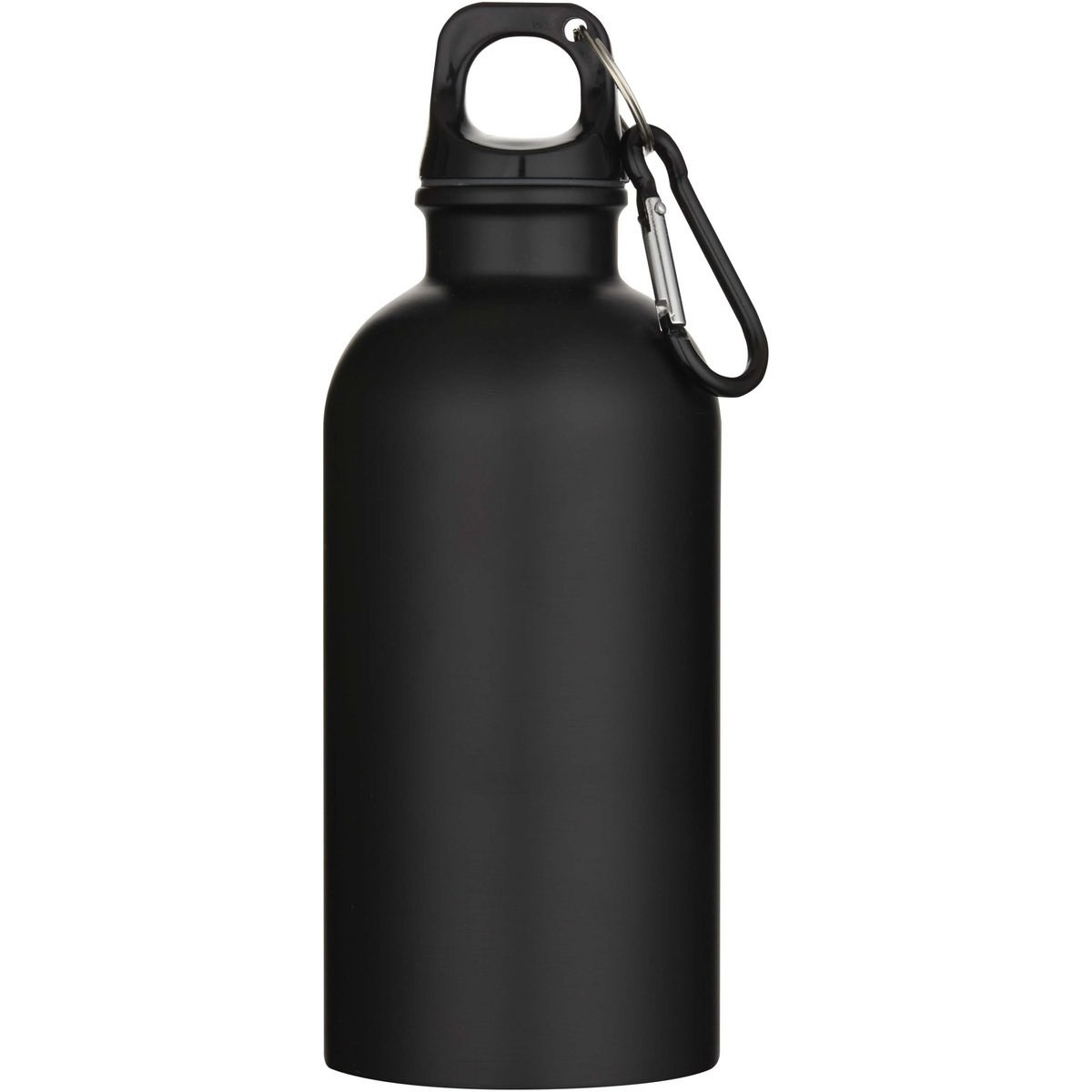Bouteille d’eau Oregon de 400 ml à simple paroi avec finition MATE, en acier inoxydable recyclé certifié RCS avec mousqueton - EgotierPro 100871