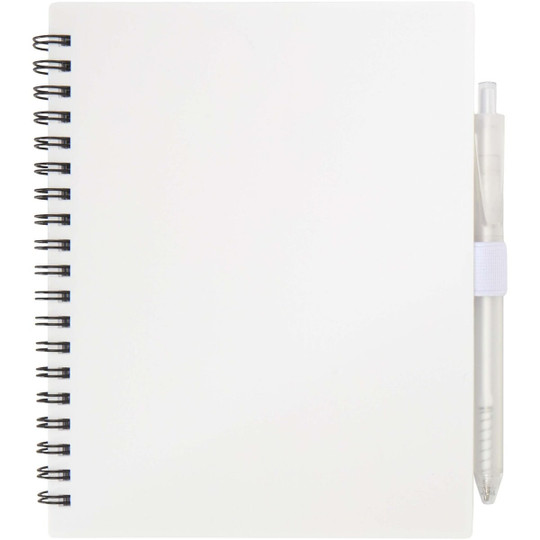 Ensemble carnet à couverture souple en plastique recyclé et stylo bille (encre bleue) Niove - EgotierPro 106298