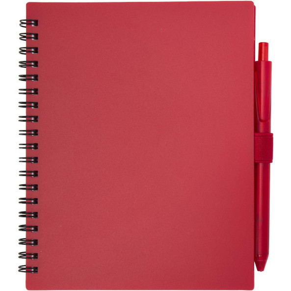 Niove recycled plastic soft cover notebook and ballpoint pen set (blue ink) - EgotierPro 106298
