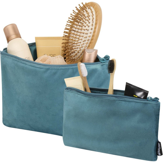 Set de trousses de toilette en velvet gomme recyclées GRS Swift - EgotierPro 120769