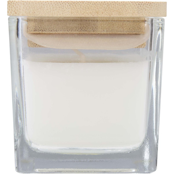 Ambra square glass candle with bamboo lid - EgotierPro 126354