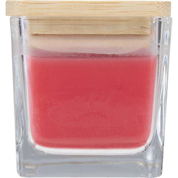 Candela quadrata in vetro con coperchio in bambù Ambra - EgotierPro 126354