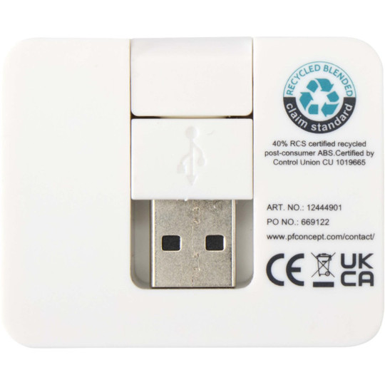 Gaia 4-port USB hub with USB-A and Type-C output and dual input - made from recycled plastic - EgotierPro 124449