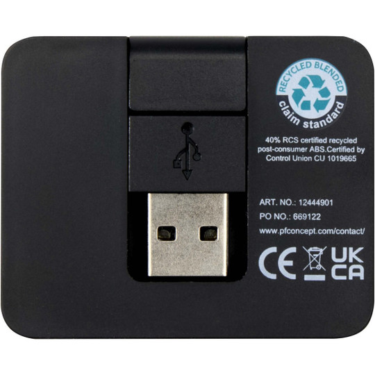 Gaia 4-port USB hub with USB-A and Type-C output and dual input - made from recycled plastic - EgotierPro 124449