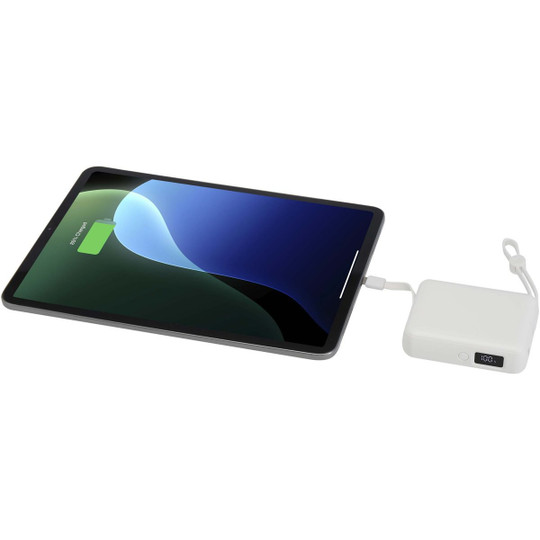 Acrux 35 W 10.000 mAh Tablet Powerbank mit integriertem Typ-C-Kabel aus recyceltem Kunststoff - EgotierPro 124450