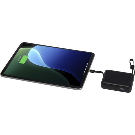 Acrux 10.000 mAh 35W tablet power bank with built in Type-C cable - made from recycled plastic - EgotierPro 124450