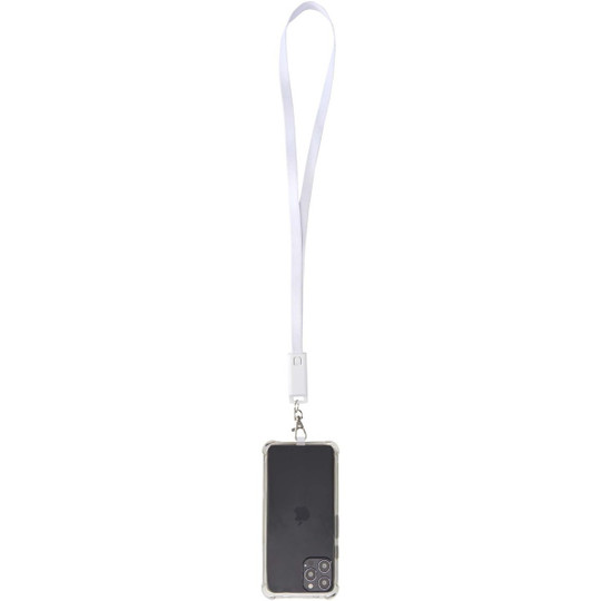 Franz recycled plastic smartphone lanyard with built-in data sync and 65W fast charge 5-in-1 cable - EgotierPro 124447