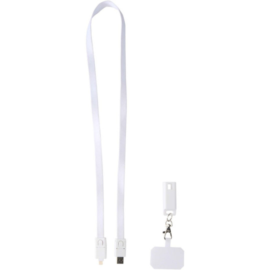 Franz recycled plastic smartphone lanyard with built-in data sync and 65W fast charge 5-in-1 cable - EgotierPro 124447