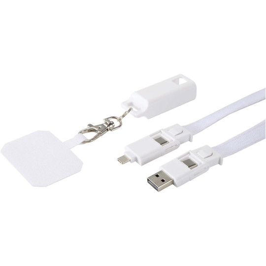 Franz recycled plastic smartphone lanyard with built-in data sync and 65W fast charge 5-in-1 cable - EgotierPro 124447