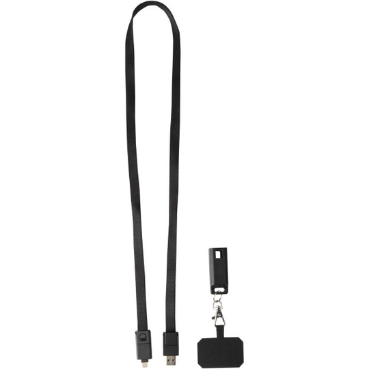 Franz 5 in 1 Lanyard Kabel aus recyceltem Kunststoff für Smartphones mit integrierter Datensynchronisierung und 65 W Schnellladefunktion - EgotierPro 124447