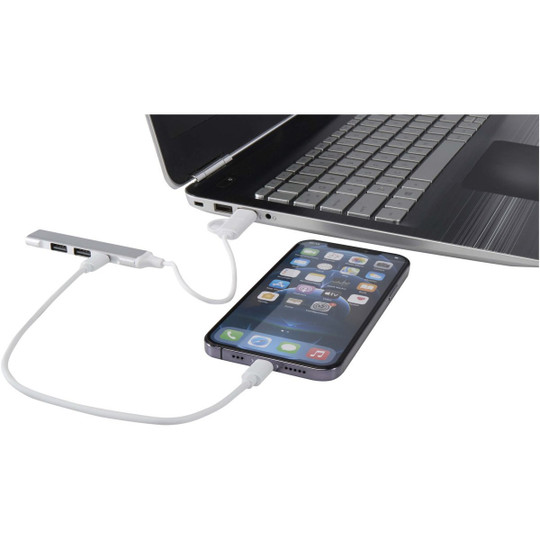 Alkaid 4 Port Hub aus recyceltem Aluminium mit USB-A- und Typ-C-Anschlüssen und zwei Eingängen - EgotierPro 124469