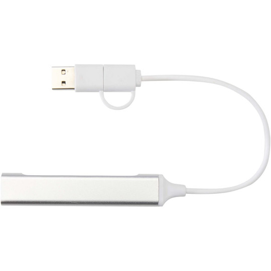 Alkaid 4-port recycled aluminium USB-A and Type-C hub with dual input - EgotierPro 124469