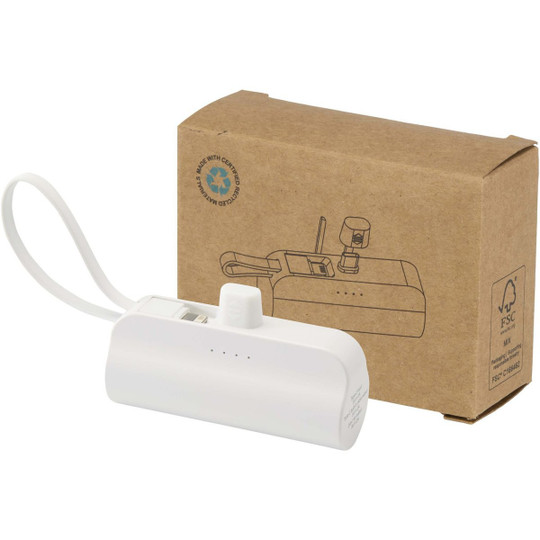 Alnair powerbanka 5000 mAh 10W z recyklovaného plastu s konektorem typu C, výklopným stojánkem a kabelem 2 v 1 - EgotierPro 124472