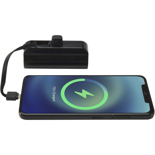 Alnair 5000 mAh 10W recycled plastic Type-C power bank with built-in flip stand and 2-in-1 cable - EgotierPro 124472