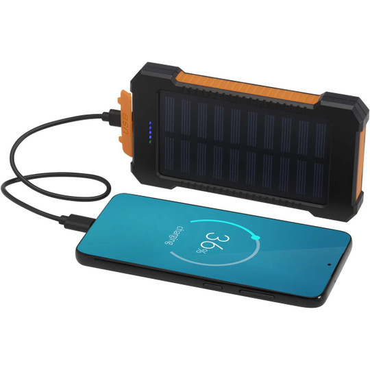 Altair robuuste powerbank op zonne-energie van 5000 mAh 10 W met ingebouwde zaklamp van gerecycled plastic - EgotierPro 124471
