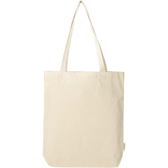 Odisha 180 g/m² tygväska av ekologiskt OCS-material med bred botten, 11 l - EgotierPro 120782