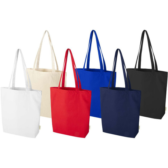 Odisha 180 g/m² tygväska av ekologiskt OCS-material med bred botten, 11 l - EgotierPro 120782