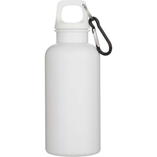 Oregon 400 ml solid colour RCS recycled plastic water bottle with carabiner - EgotierPro 100863