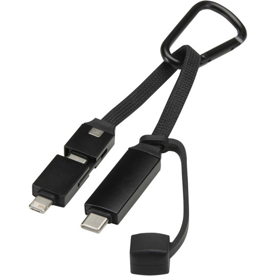 Algieba 65W 3-in-1 recycled aluminium charging cable with carabiner - EgotierPro 124497