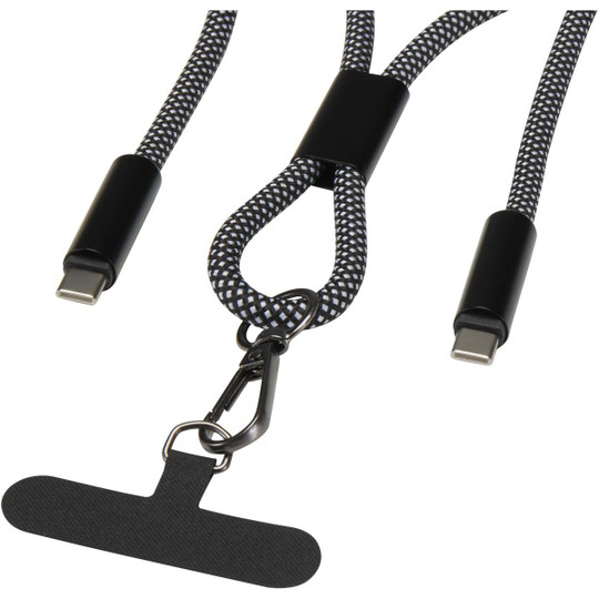 SMART 65W RPET charging cable with lanyard - EgotierPro 124530