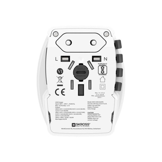 SKROSS® 124620 - MUV AC65PD world adapter with USB-C cable