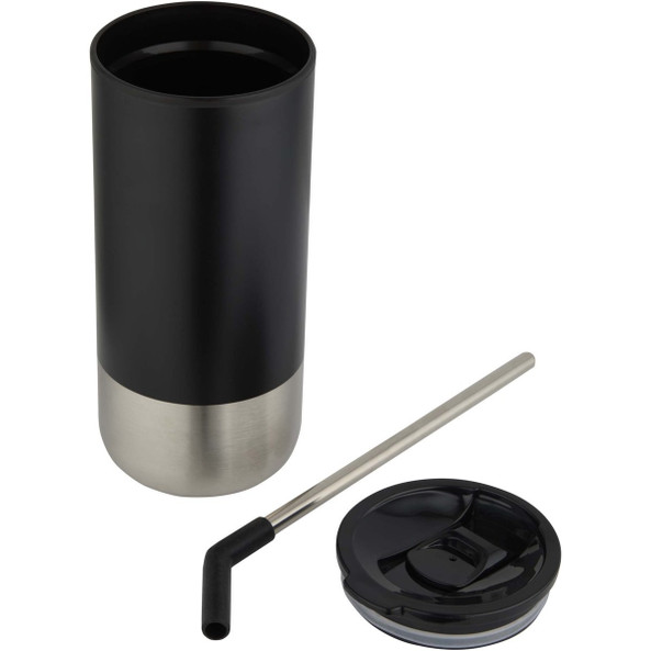 Grayson izolowany kubek z certyfikatem RCS z recyklingu o pojemności 480 ml z silikonową słomką - EgotierPro 100918