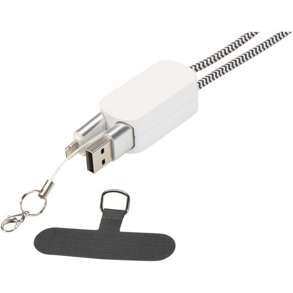 Anser recycled plastic smartphone lanyard with 27W 5-in-1 built-in cable - EgotierPro 124494