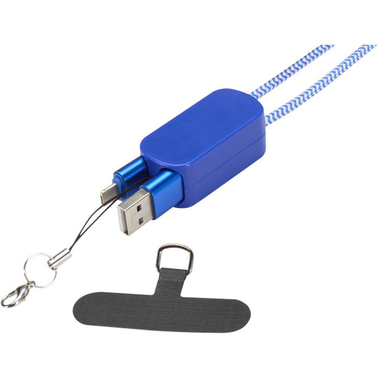 Anser recycled plastic smartphone lanyard with 27W 5-in-1 built-in cable - EgotierPro 124494