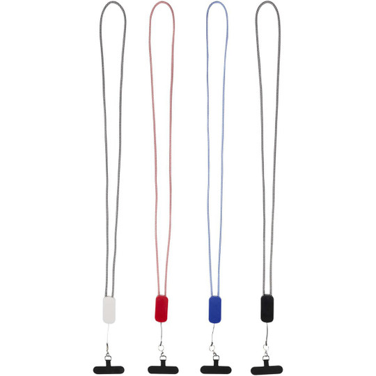 Anser recycled plastic smartphone lanyard with 27W 5-in-1 built-in cable - EgotierPro 124494