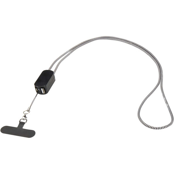 Anser recycled plastic smartphone lanyard with 27W 5-in-1 built-in cable - EgotierPro 124494