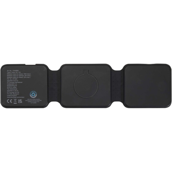 Armus 3-in-1 15W recycled plastic foldable wireless charger - EgotierPro 124498