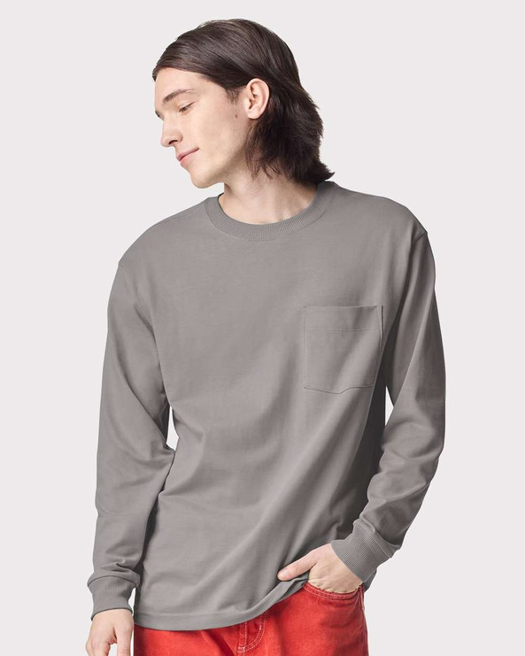 American Apparel 9410 - Camiseta de manga larga unisex super pesada con bolsillo