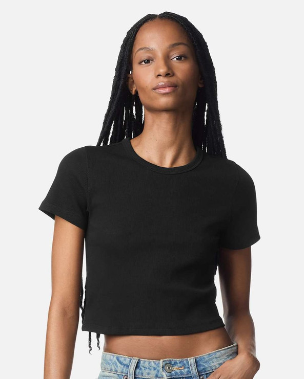 American Apparel BR210 - Camiseta corta de algodón acanalado para mujer