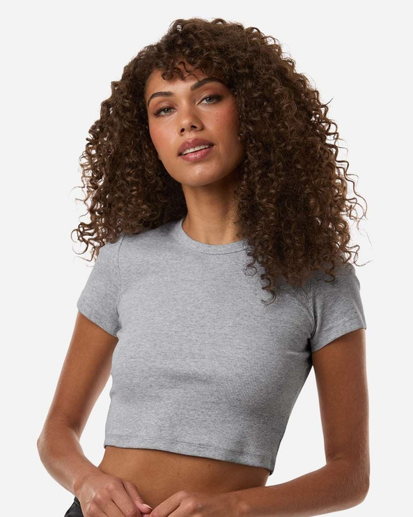 American Apparel BR210 - Camiseta corta de algodón acanalado para mujer