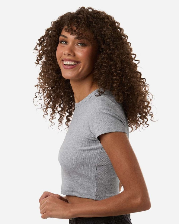 American Apparel BR210 - Camiseta corta de algodón acanalado para mujer
