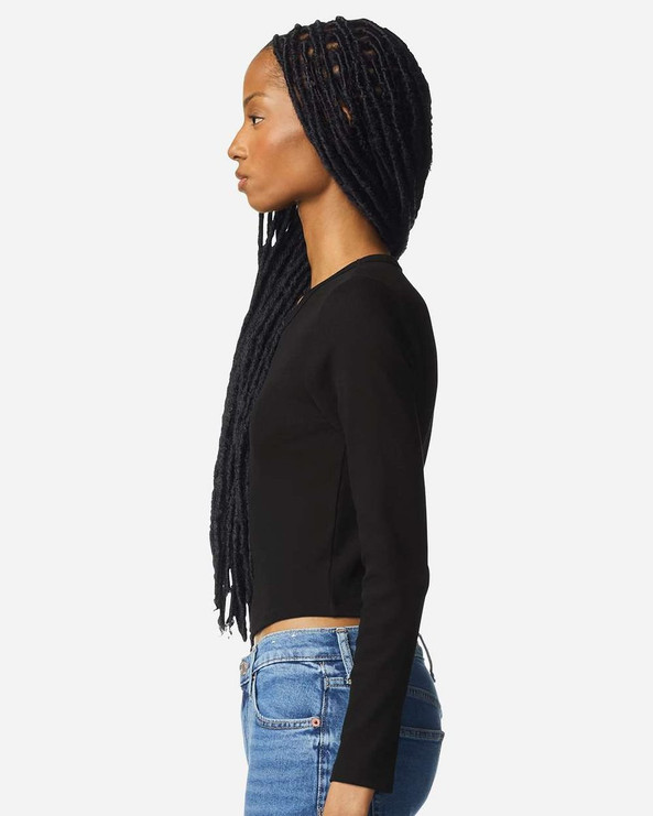 American Apparel BR2107 - Camiseta de manga larga corta de canalé para mujer