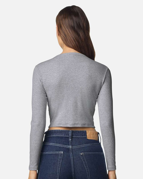 American Apparel BR2107 - Camiseta de manga larga corta de canalé para mujer