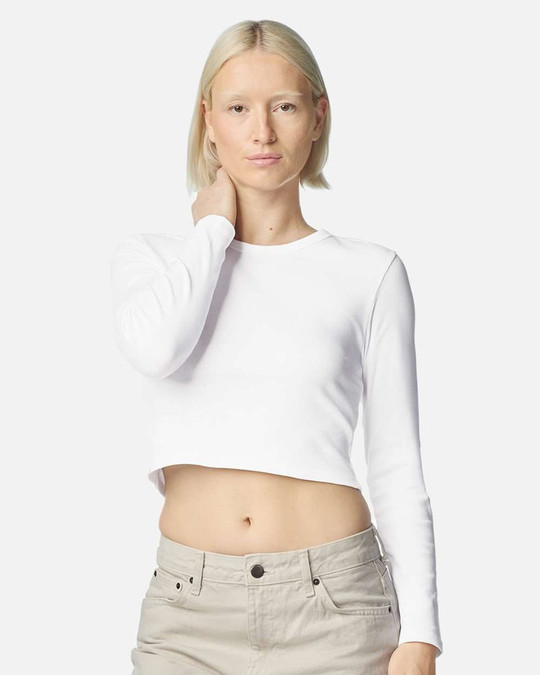 American Apparel BR2107 - Women's Baby Rib Long Sleeve Cropped Tee