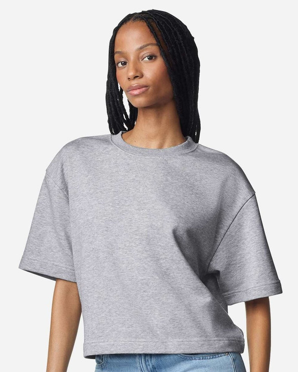 American Apparel FTCB0 - Top cuadrado de longitud media de felpa francesa para mujer