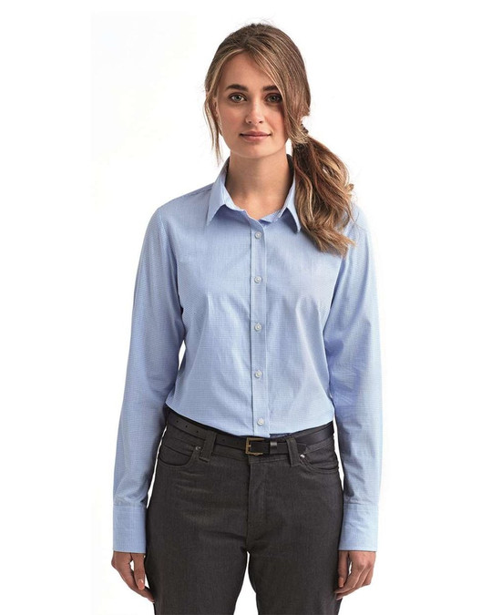 Artisan Collection by Reprime RP320 - Camisa de algodón de cuadros vichy para mujer