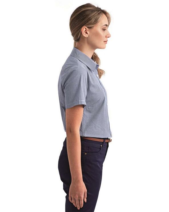 Artisan Collection by Reprime RP321 - Women's Microcheck Gingham Short Sleeve Cotton Dress Shirt