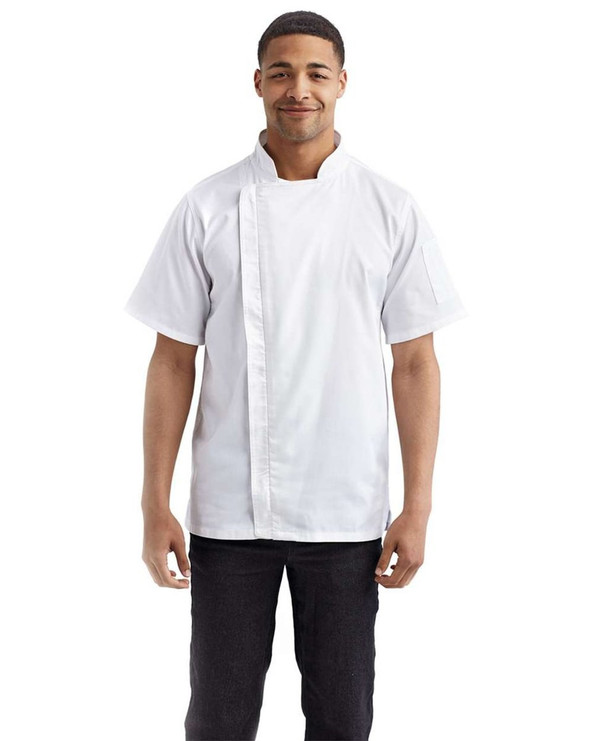 Artisan Collection by Reprime RP906 - Chaqueta de chef unisex de manga corta con cierre de cremallera